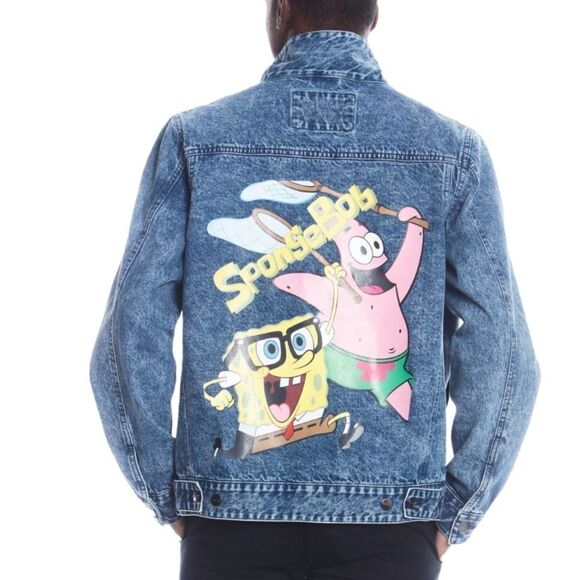 Members Only Nickelodeon Spongebob Denim Trucker Jacket - Picture 16 of 16